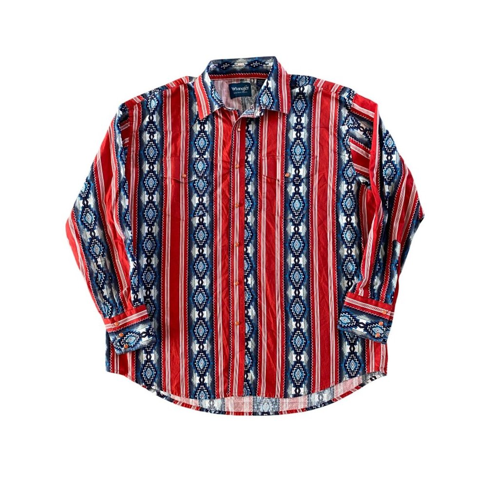 RARE Vintage Wrangler Western Shirts Print Pearl Snap Long Sleeve